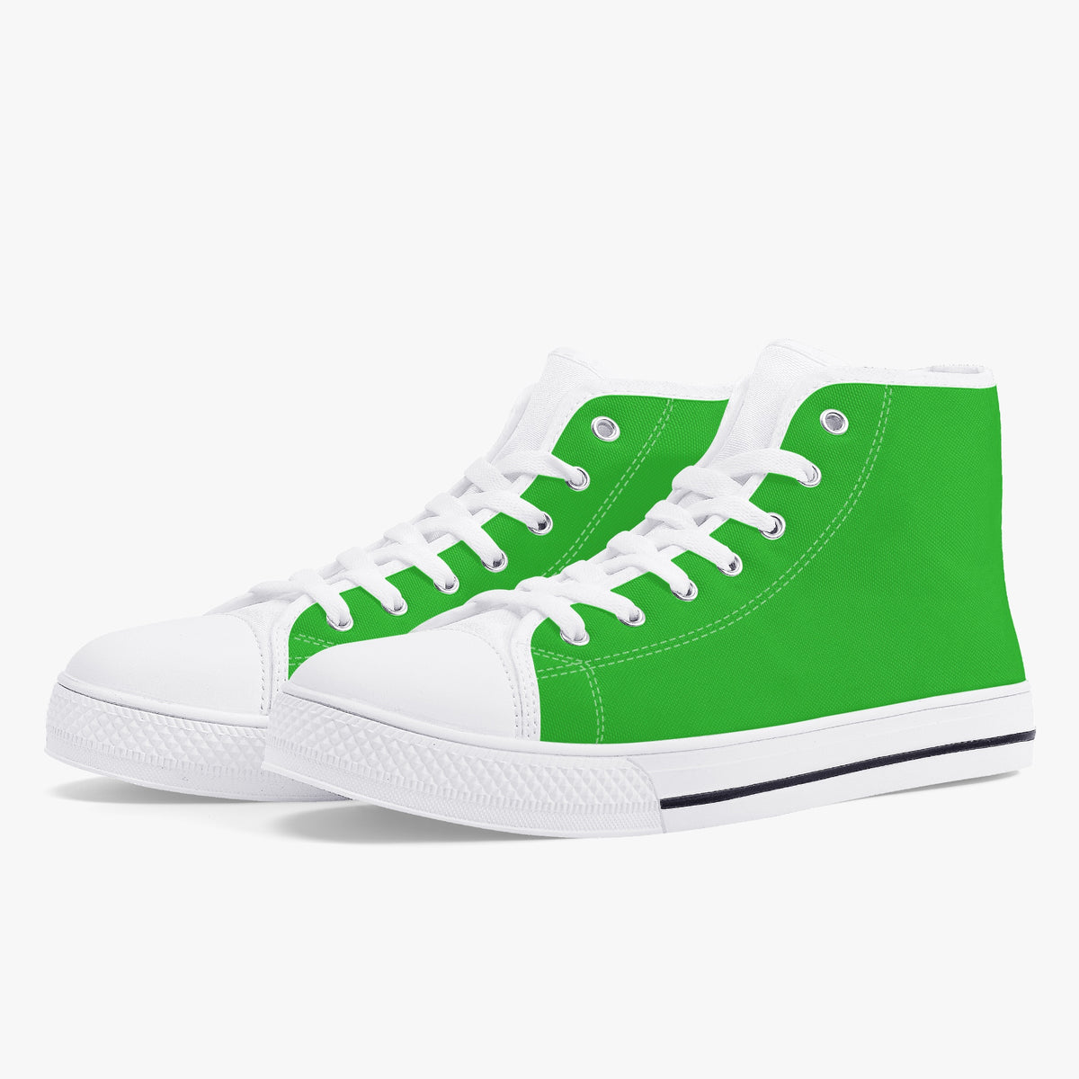 Crake High Top Green laced high top plain color canvas shoes