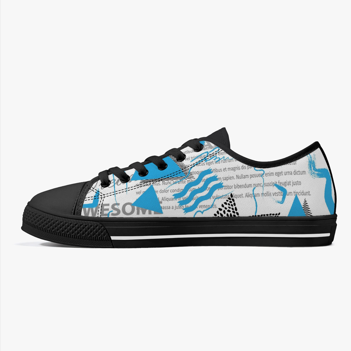 Crake Low Top Awesome Abstract laced custom prints canvas shoes