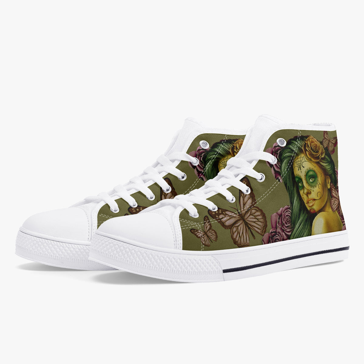 Crake High Top Purple Rosie 2 laced custom prints canvas shoes