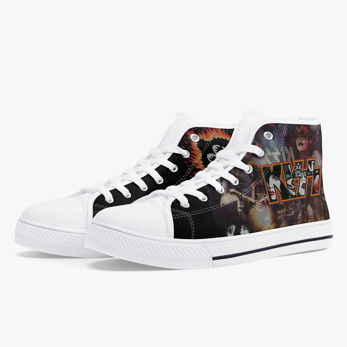 Crake High Top Kiss laced custom prints canvas shoes
