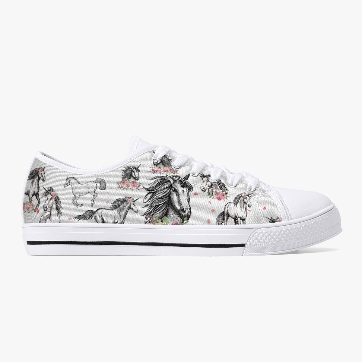 Crake Low Top Unicorns laced custom prints canvas shoes