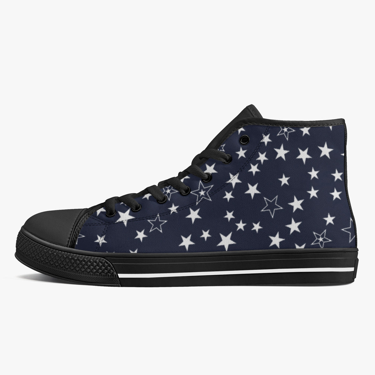 Crake High Top White Stars laced custom prints canvas shoes