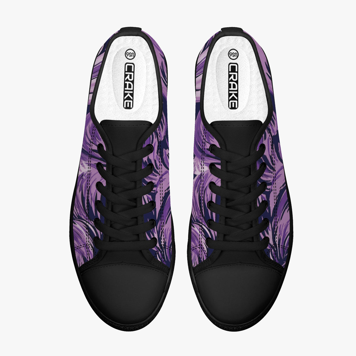 Crake Low Top Purple Waves laced custom prints canvas shoes