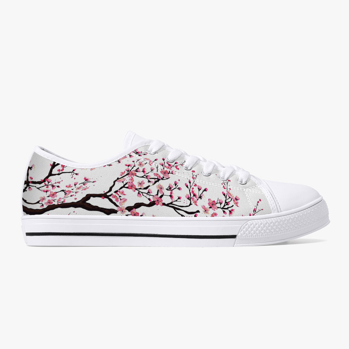 Crake Low Top Sakuras laced custom prints canvas shoes