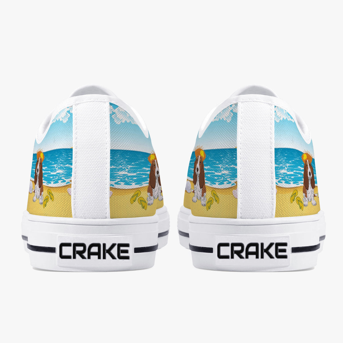 Crake Low Top Beach Dogs laced custom prints canvas shoes
