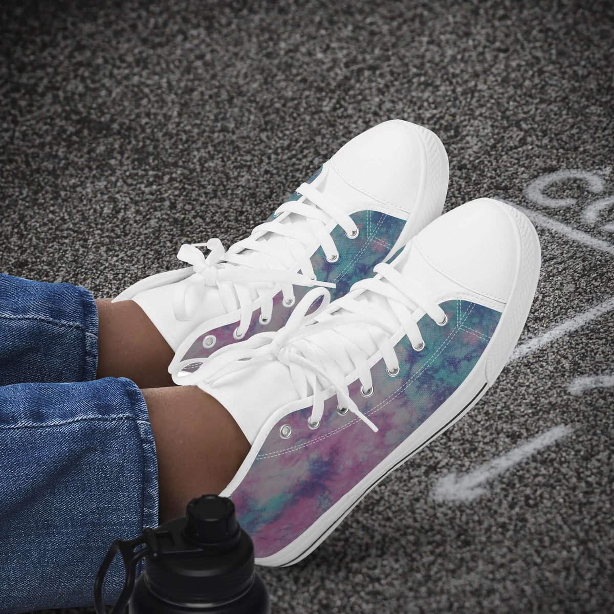 Crake High Top Abstract Water Ink laced custom prints canvas shoes