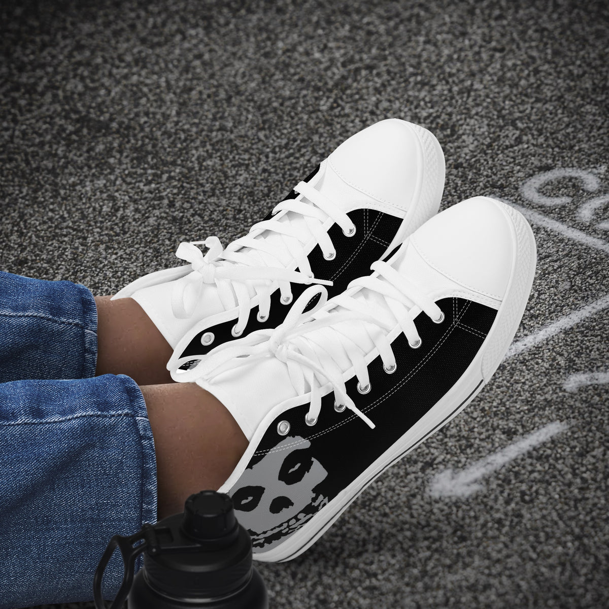 Crake High Top S1000 the Skull laced custom prints canvas shoes
