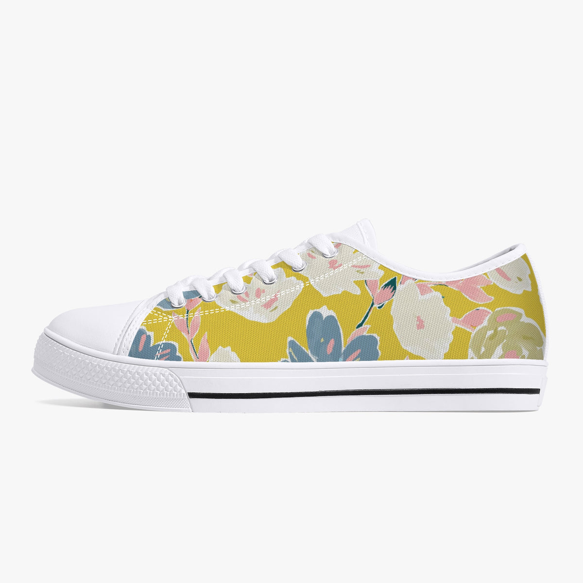 Crake Low Top Flower Painting laced custom prints canvas shoes