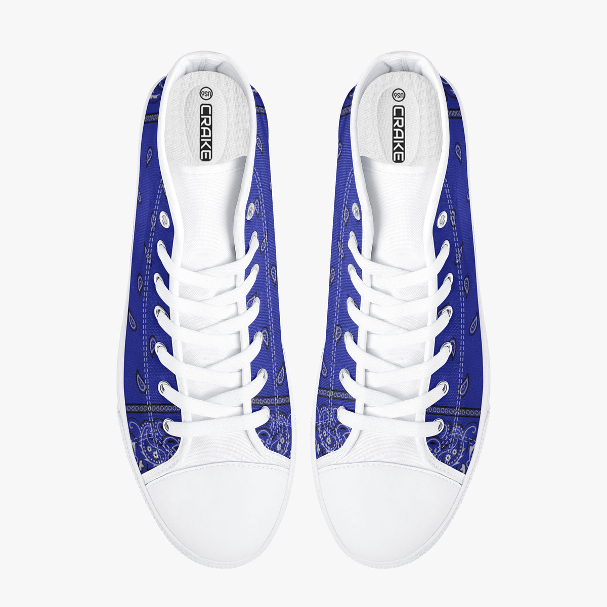 Crake High Top Blue Drips laced custom prints canvas shoes