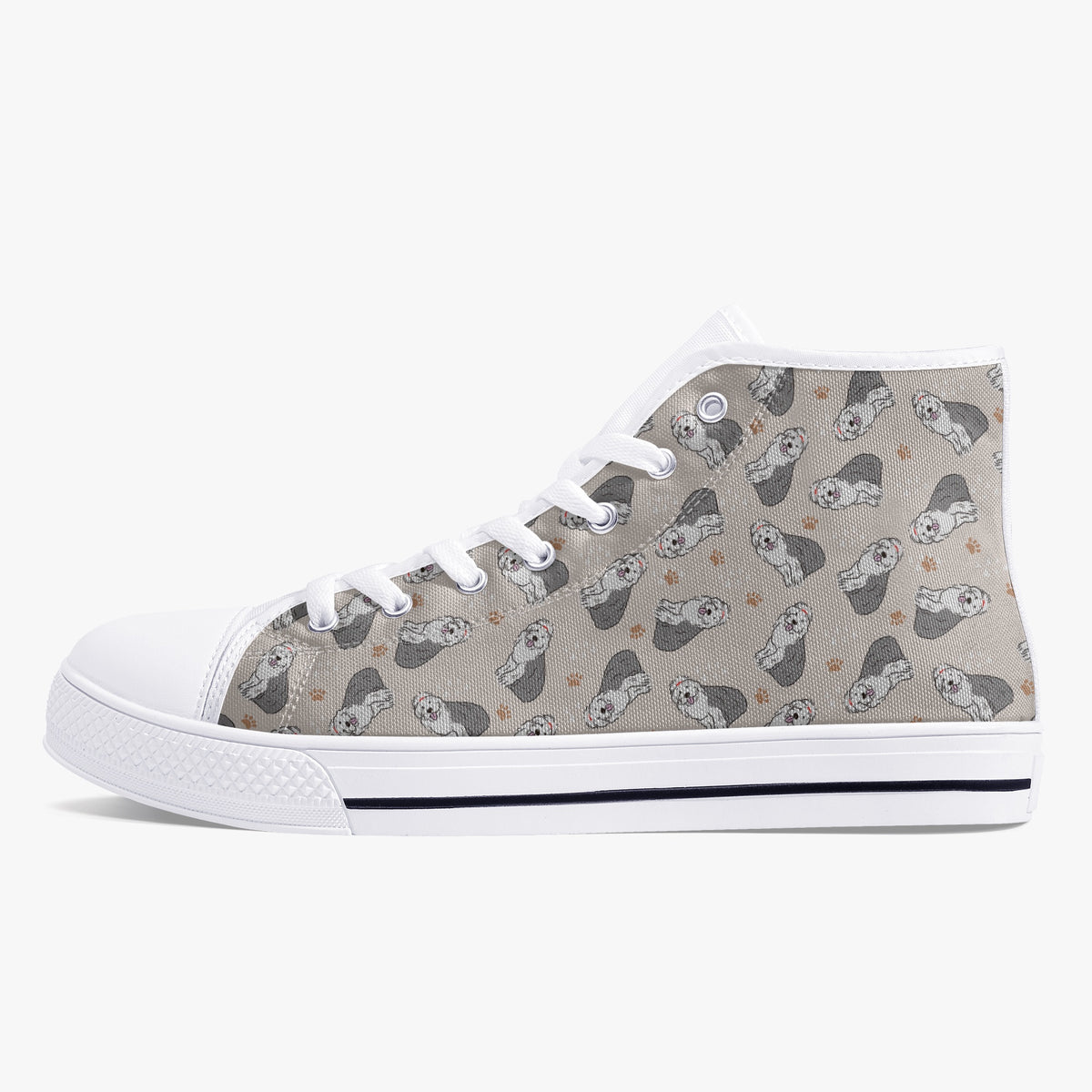 Crake High Top The White Dogs laced custom prints canvas shoes