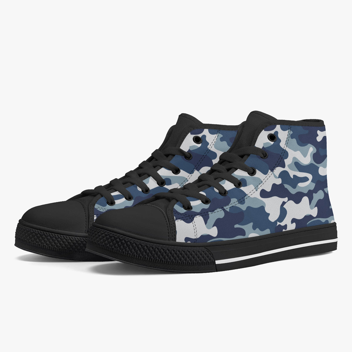Crake High Top White Camo laced custom prints canvas shoes