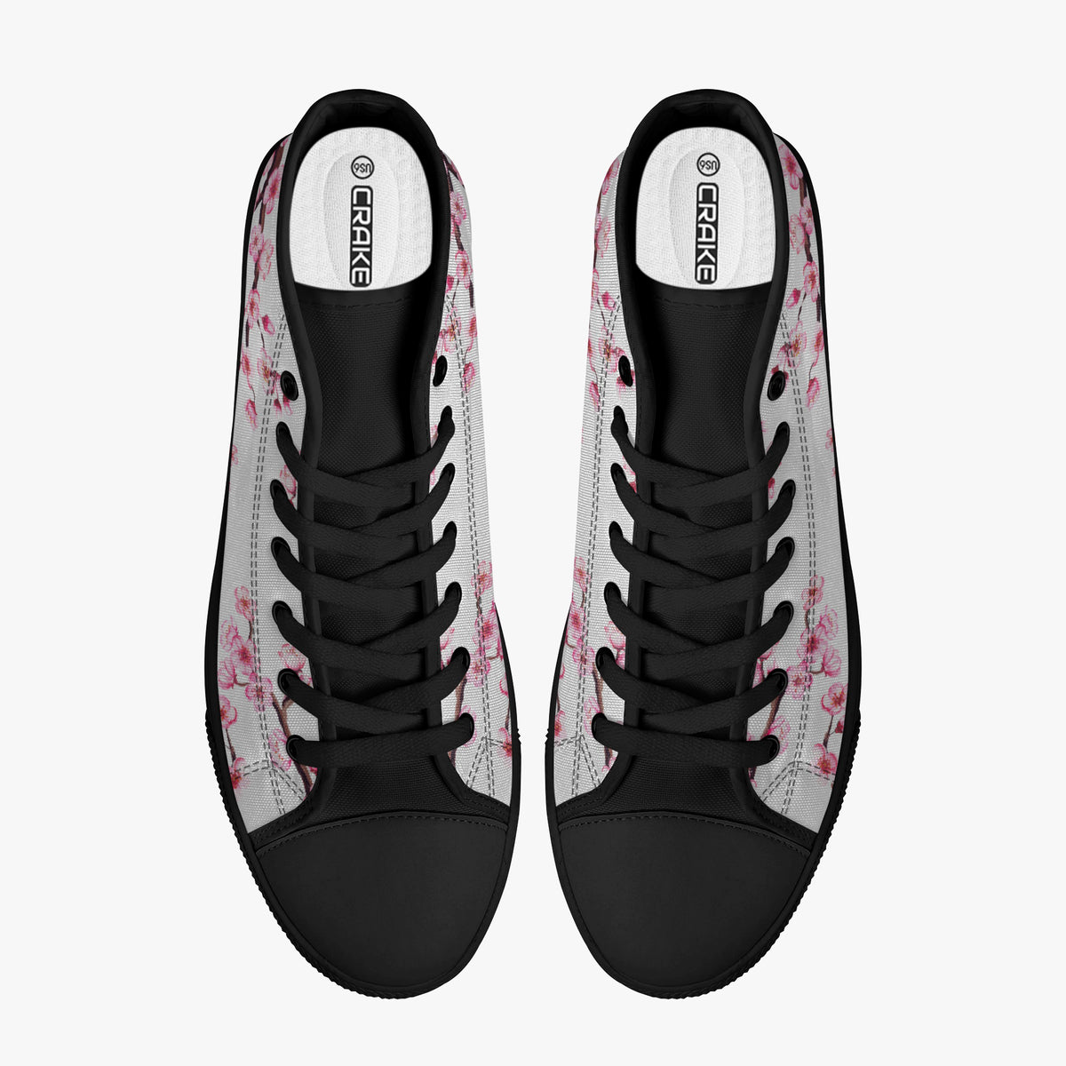 Crake High Top Sakura Tree Grey laced custom prints canvas shoes