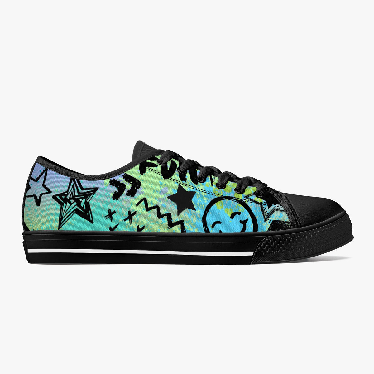Crake Low Top FX Graffiti laced custom prints canvas shoes