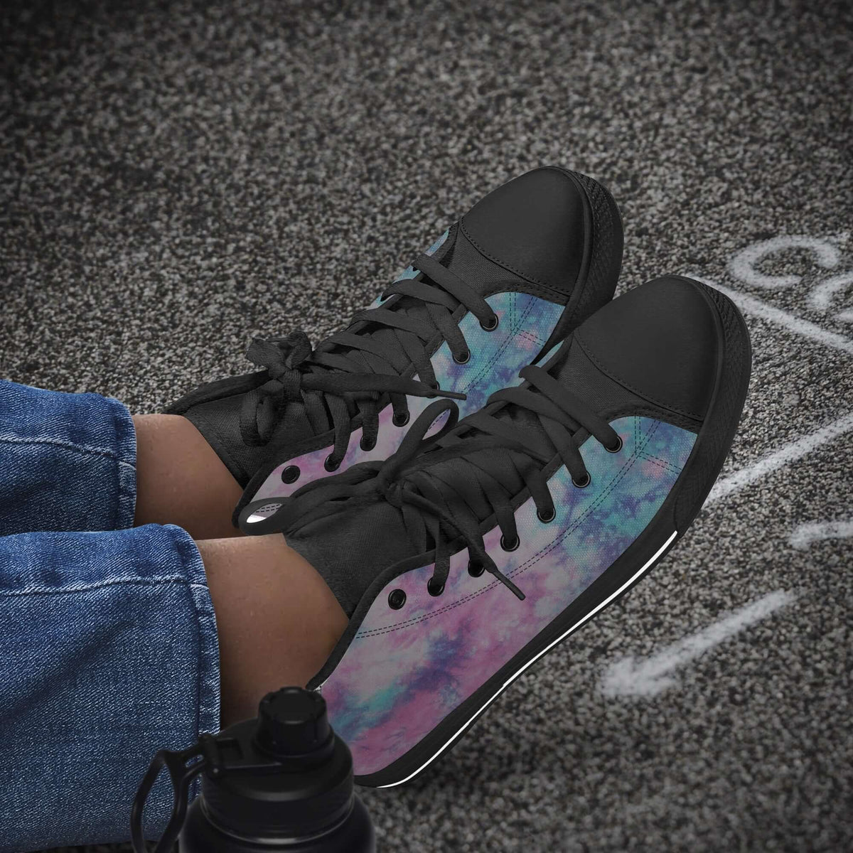 Crake High Top Abstract Water Ink laced custom prints canvas shoes