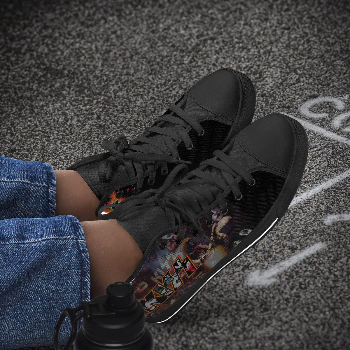 Crake High Top Kiss laced custom prints canvas shoes