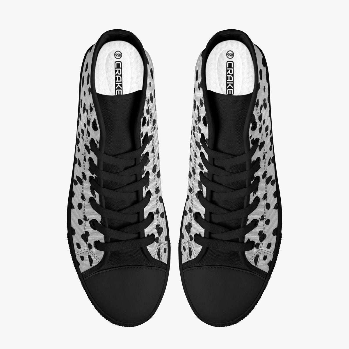 Crake High Top Black Spotted laced custom prints canvas shoes