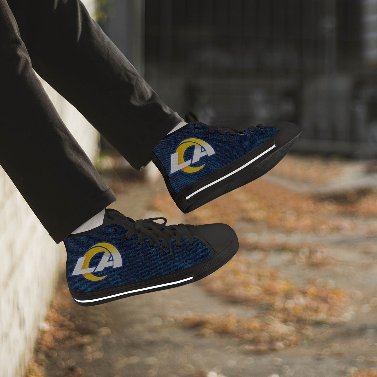 Crake High Top LA laced custom prints canvas shoes