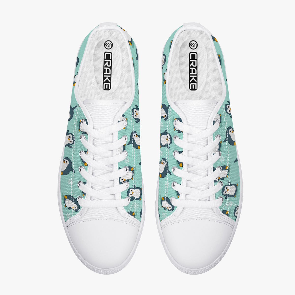 Crake Low Top Penguins laced custom prints canvas shoes