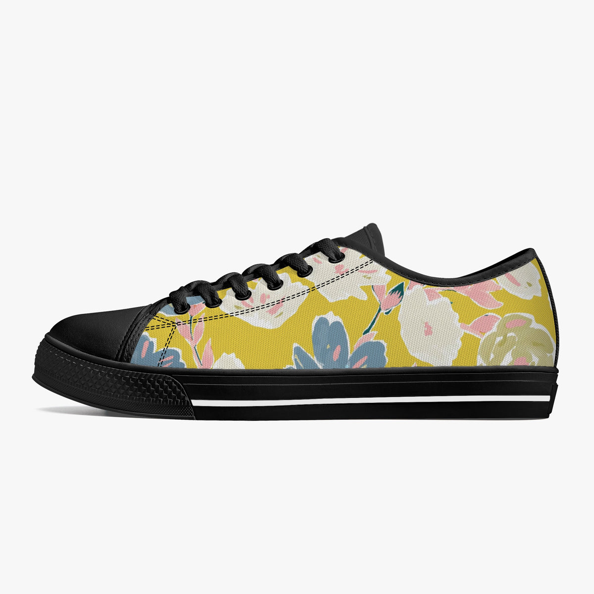Crake Low Top Flower Painting laced custom prints canvas shoes