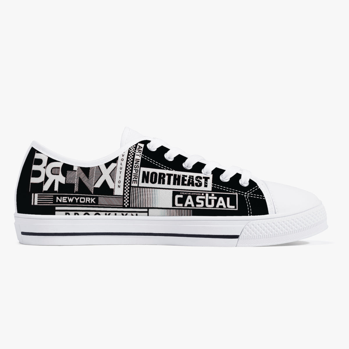 Crake Low Top Bronx and Brooklyn laced custom prints canvas shoes