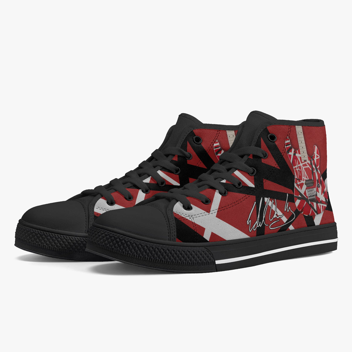 Crake High Top Red Guitar laced custom prints canvas shoes
