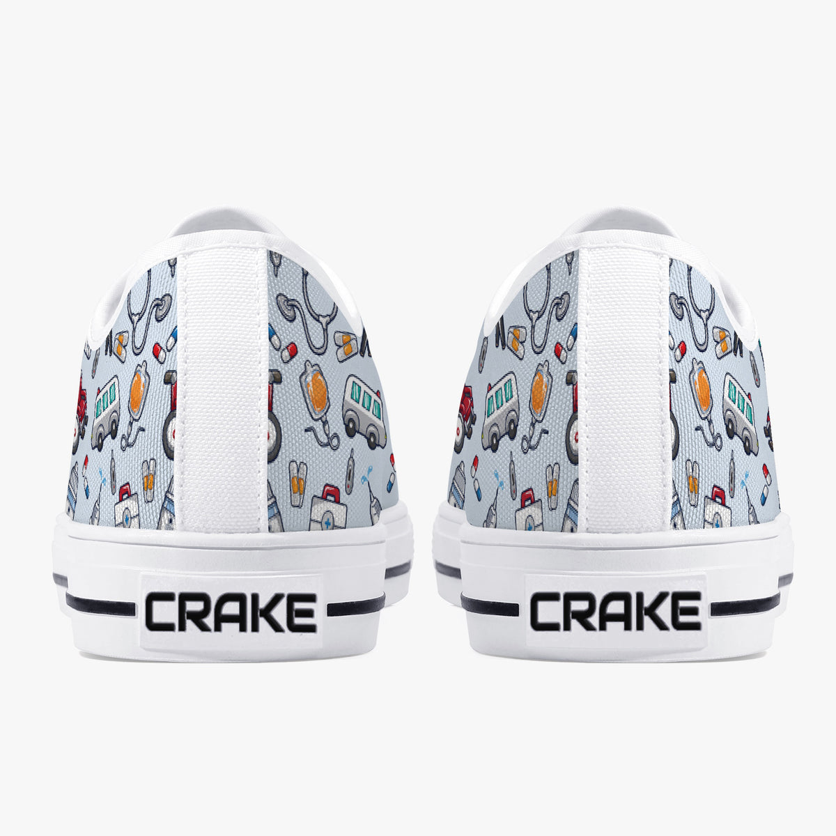 Crake Low Top Ambulances laced custom prints canvas shoes