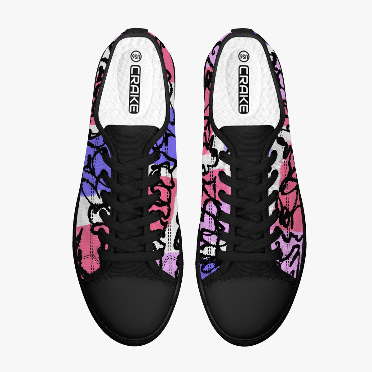 Crake Low Top Devilo laced custom prints canvas shoes