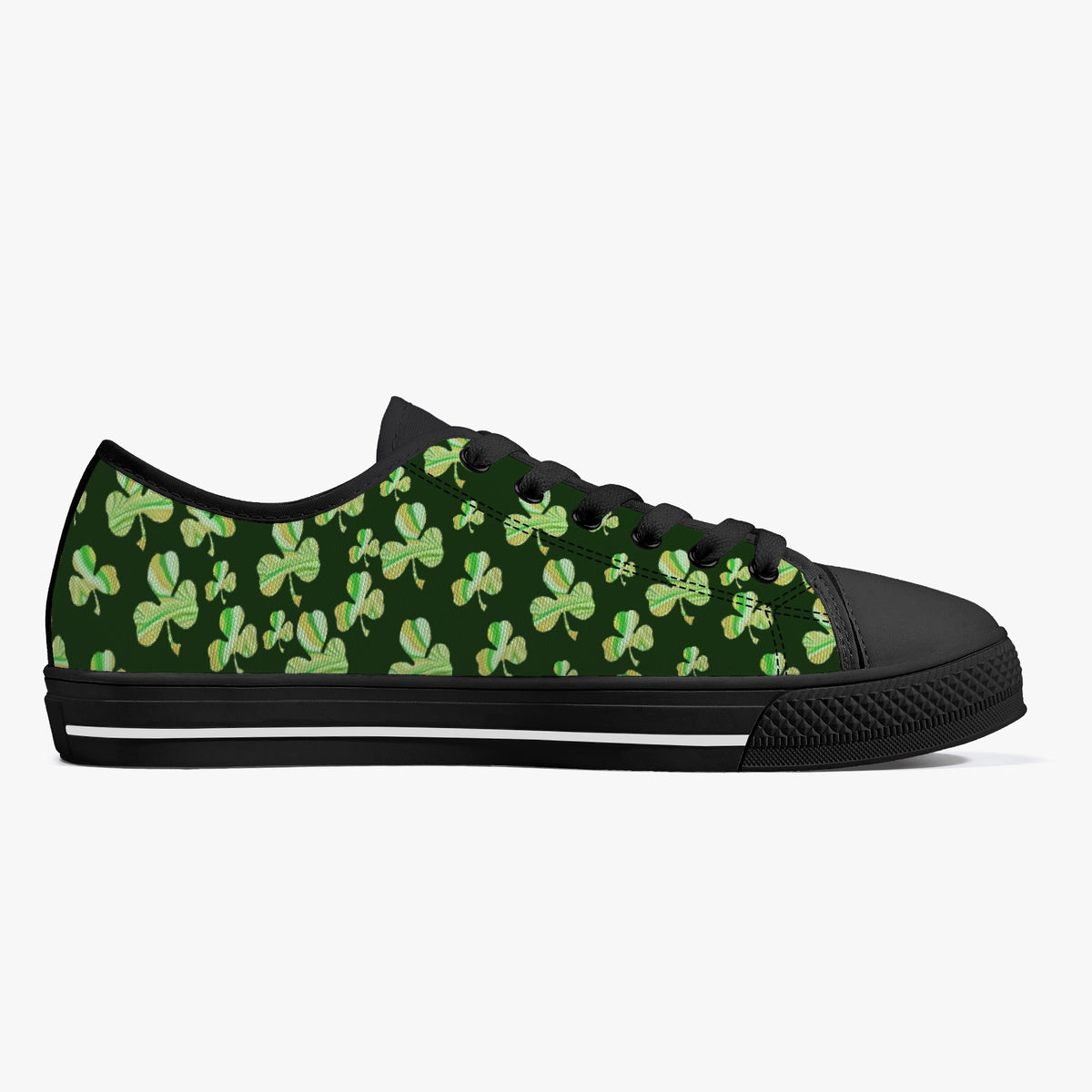 Crake Low Top 4 leaf clovers 2 laced custom prints canvas shoes