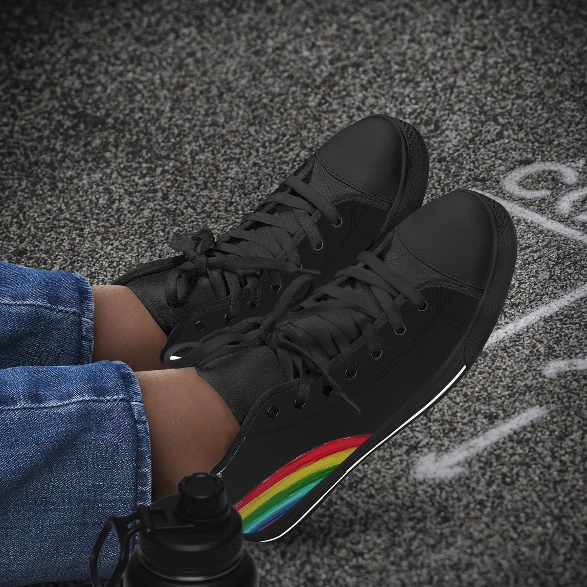 Crake High Top Rainbow 3 laced custom prints canvas shoes