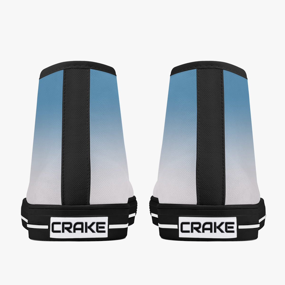 Rear view of Crake High Top Sky Sneaker pair with black heel stripe and Crake logo