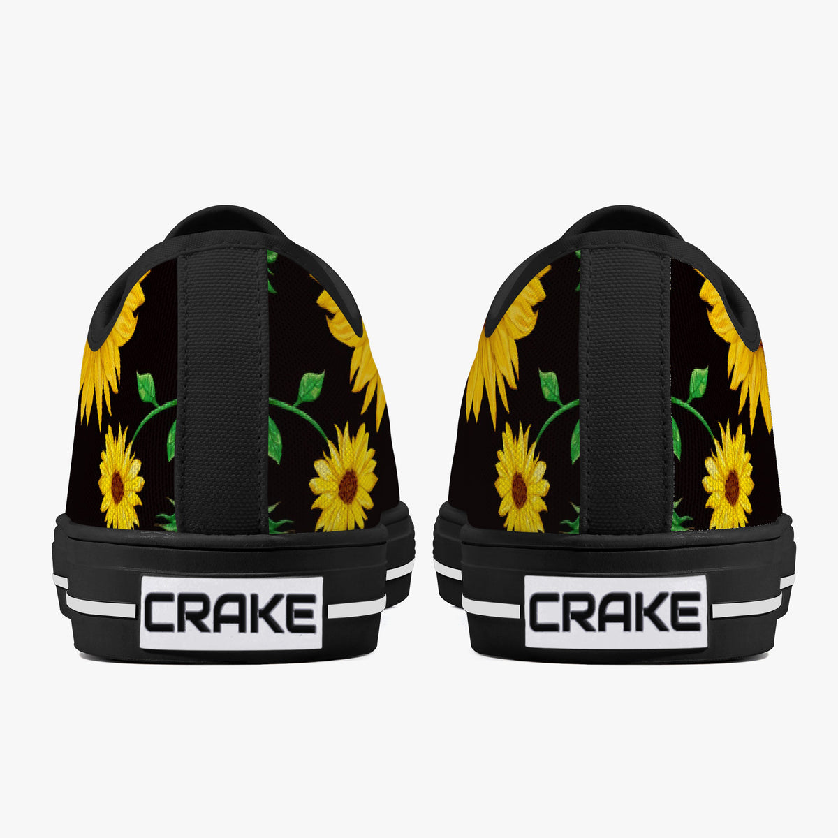 Crake Low Top Sunflowers laced custom prints canvas shoes