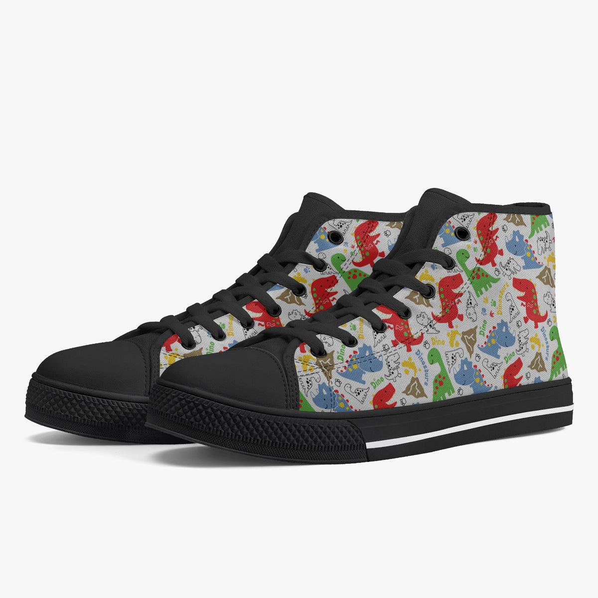Crake High Top Little Dinosaurs 2 laced custom prints canvas shoes