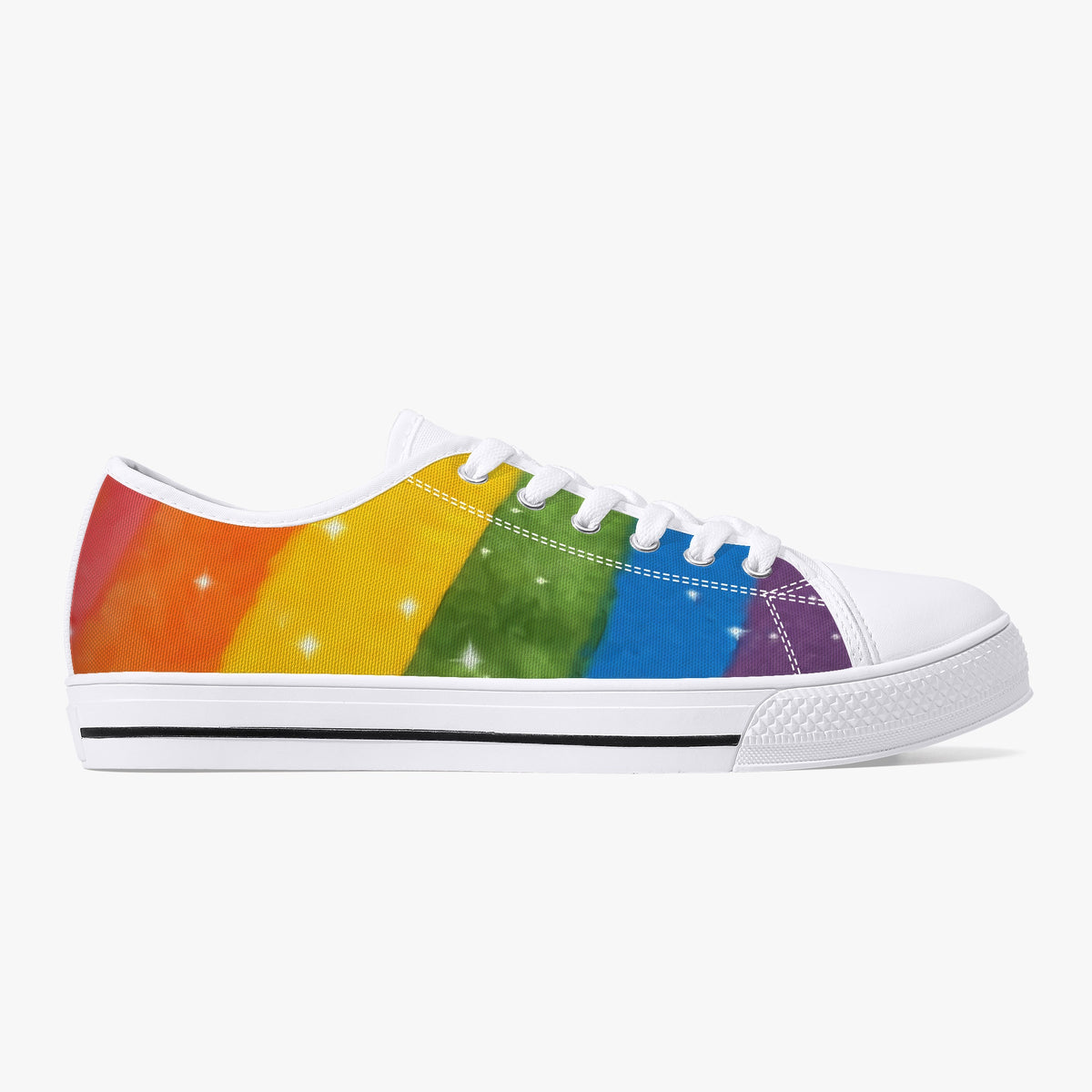 Crake Low Top Rainbow 2 laced custom prints canvas shoes