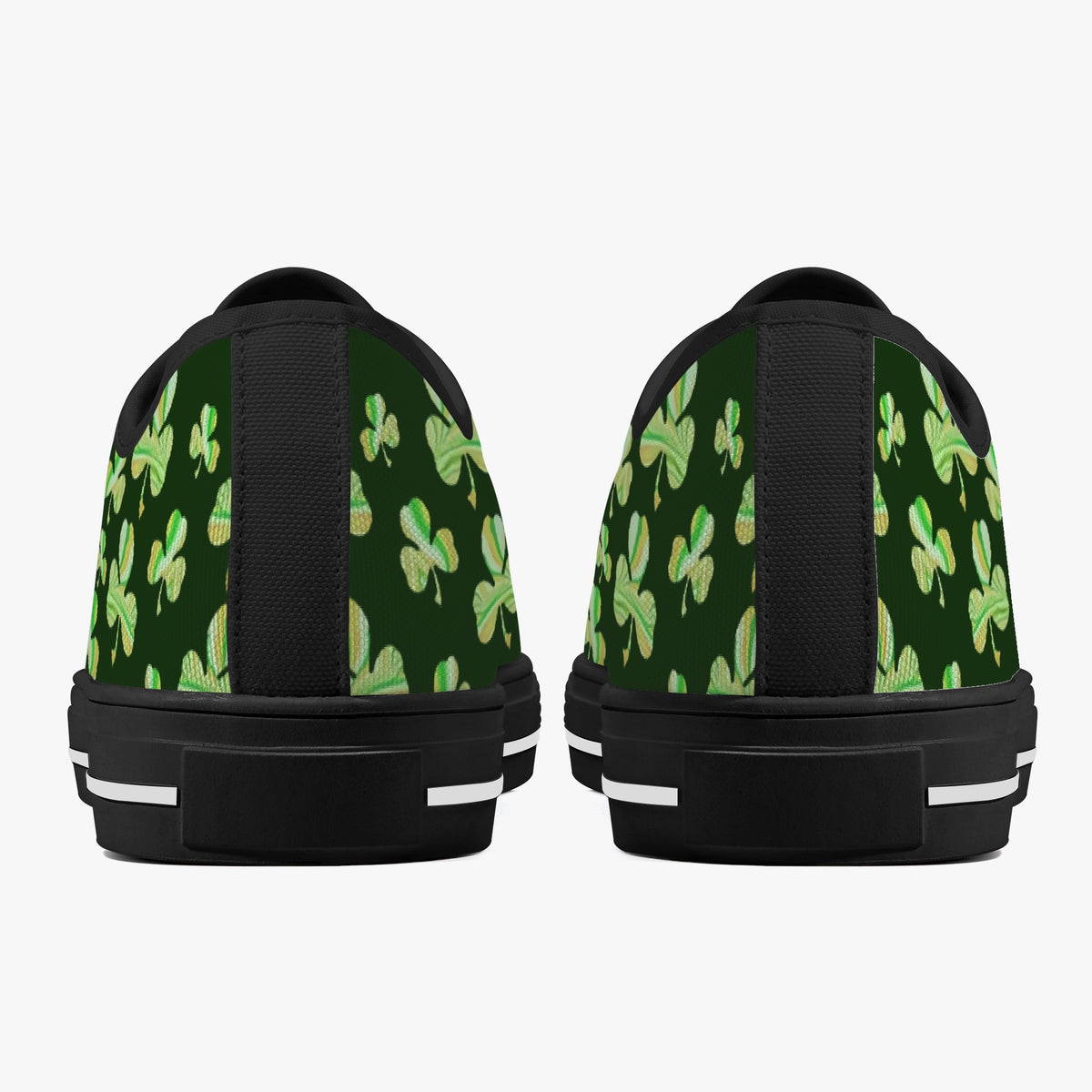 Crake Low Top 4 leaf clovers 2 laced custom prints canvas shoes