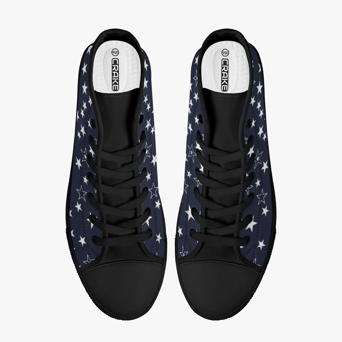 Crake High Top White Stars laced custom prints canvas shoes