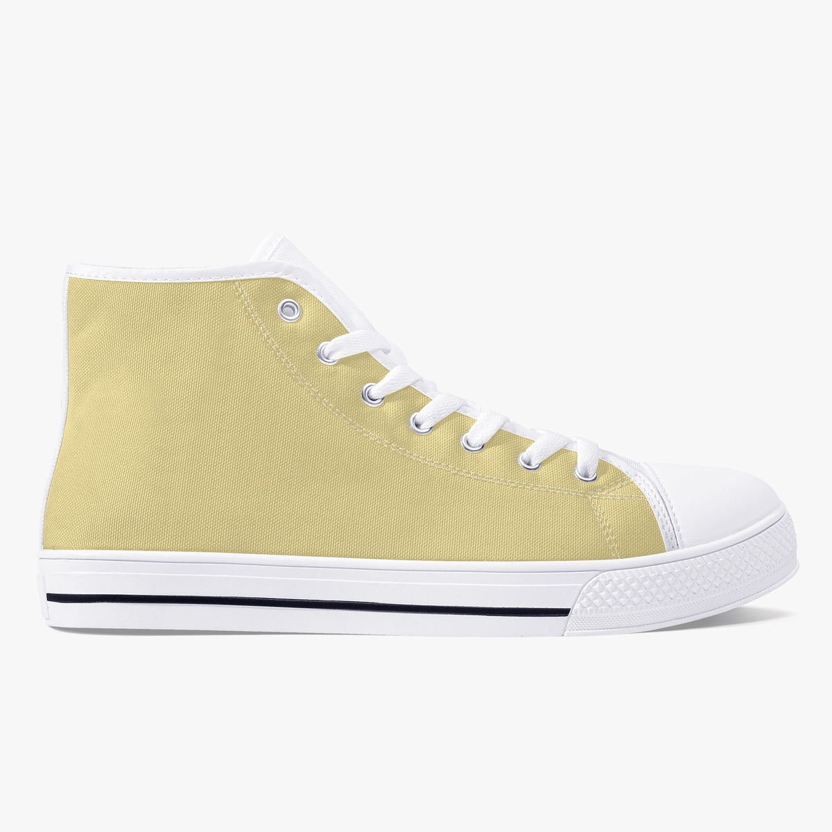 Crake High Top Flaxen laced high top plain color canvas shoes