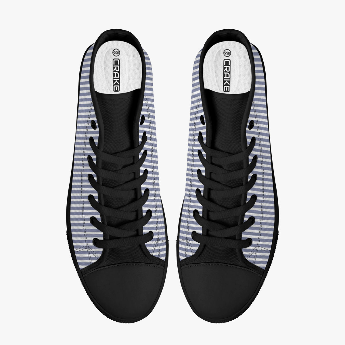 Crake High Top Grey Stripes laced custom prints canvas shoes