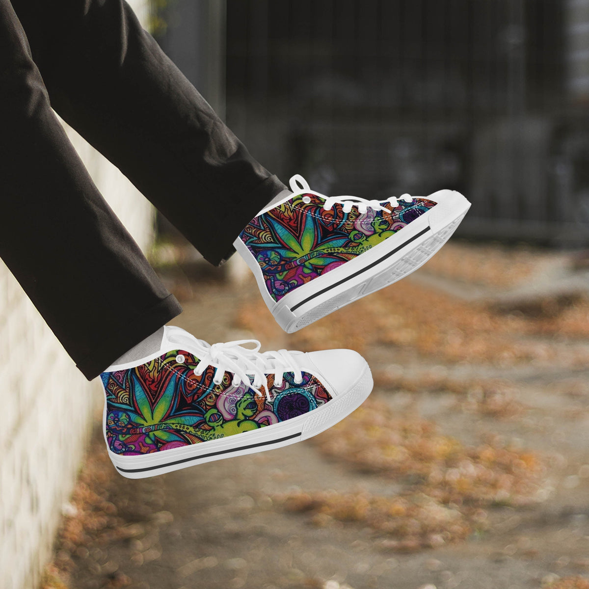 Crake High Top Green Ape laced custom prints canvas shoes