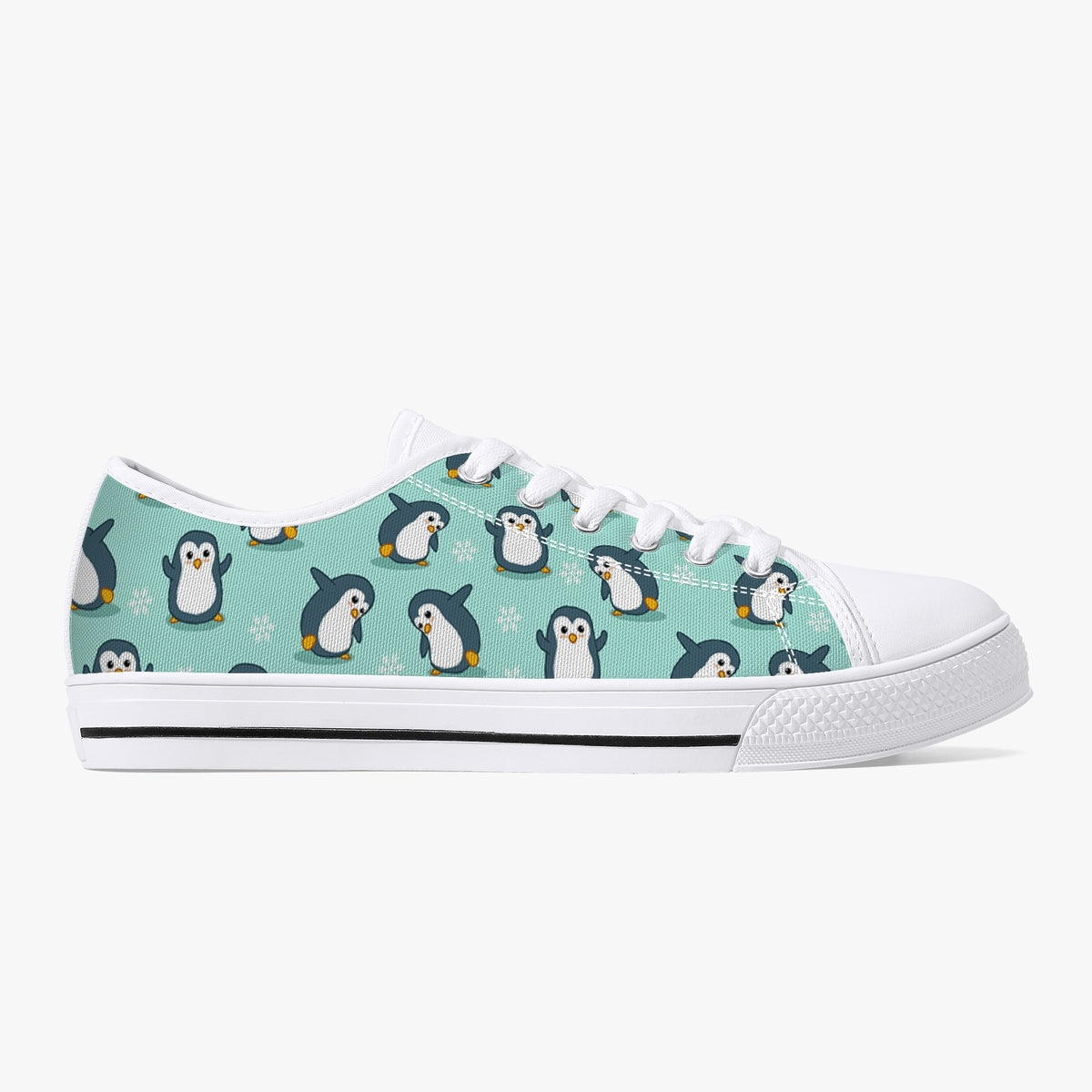 Crake Low Top Penguins laced custom prints canvas shoes