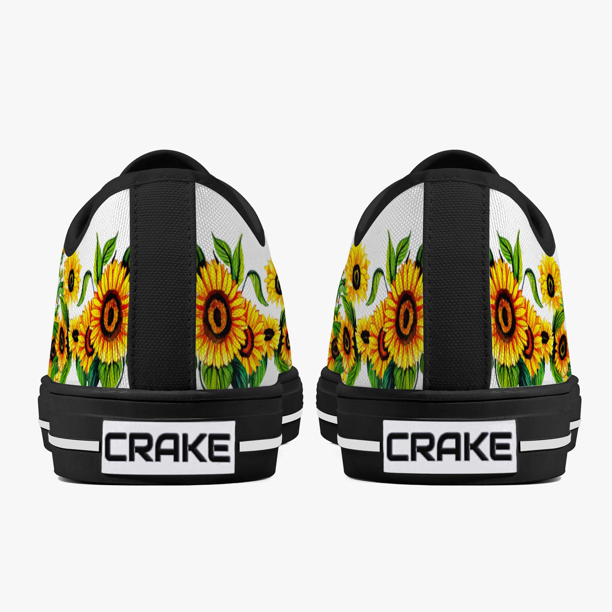Crake Low Top Sunflowers 2 laced custom prints canvas shoes