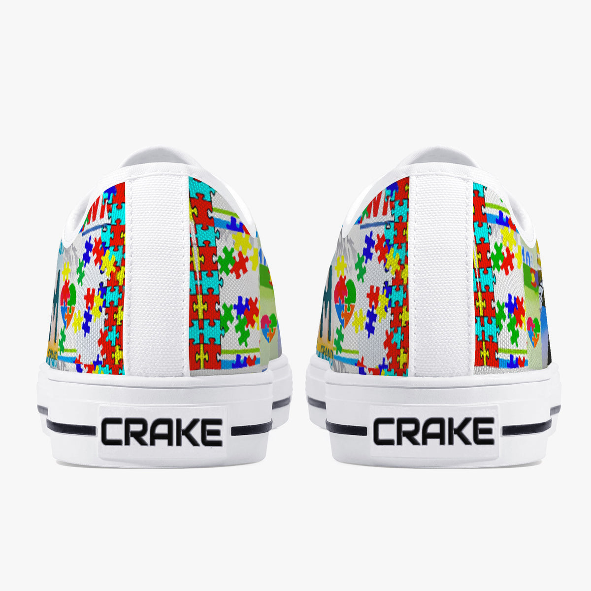 Crake Low Top Autism Mom laced custom prints canvas shoes