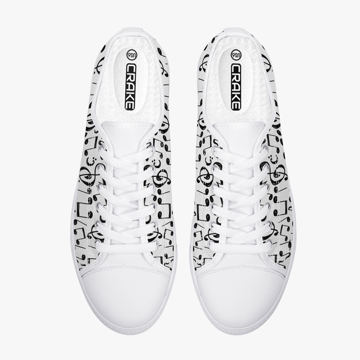 Crake Low Top Music laced custom prints canvas shoes