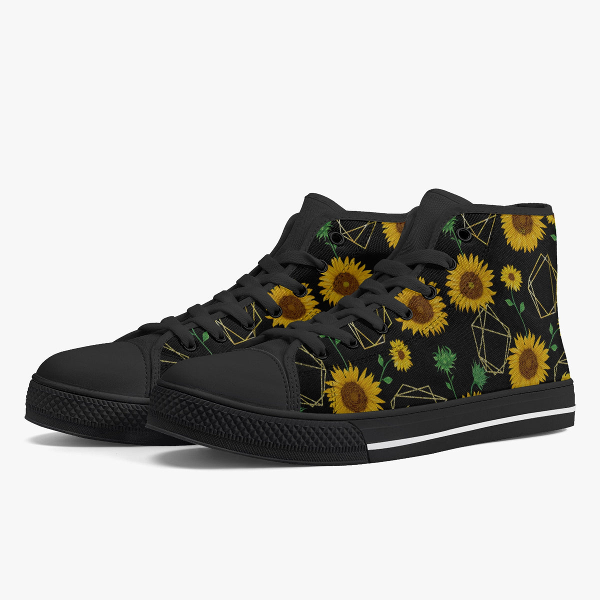 Crake High Top Sunflowers 2 laced custom prints canvas shoes