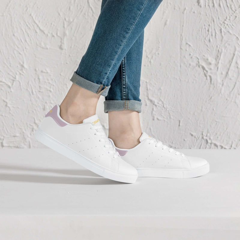 Crake Frida - Grape laced minimalist unisex white sneakers at RM MYR289