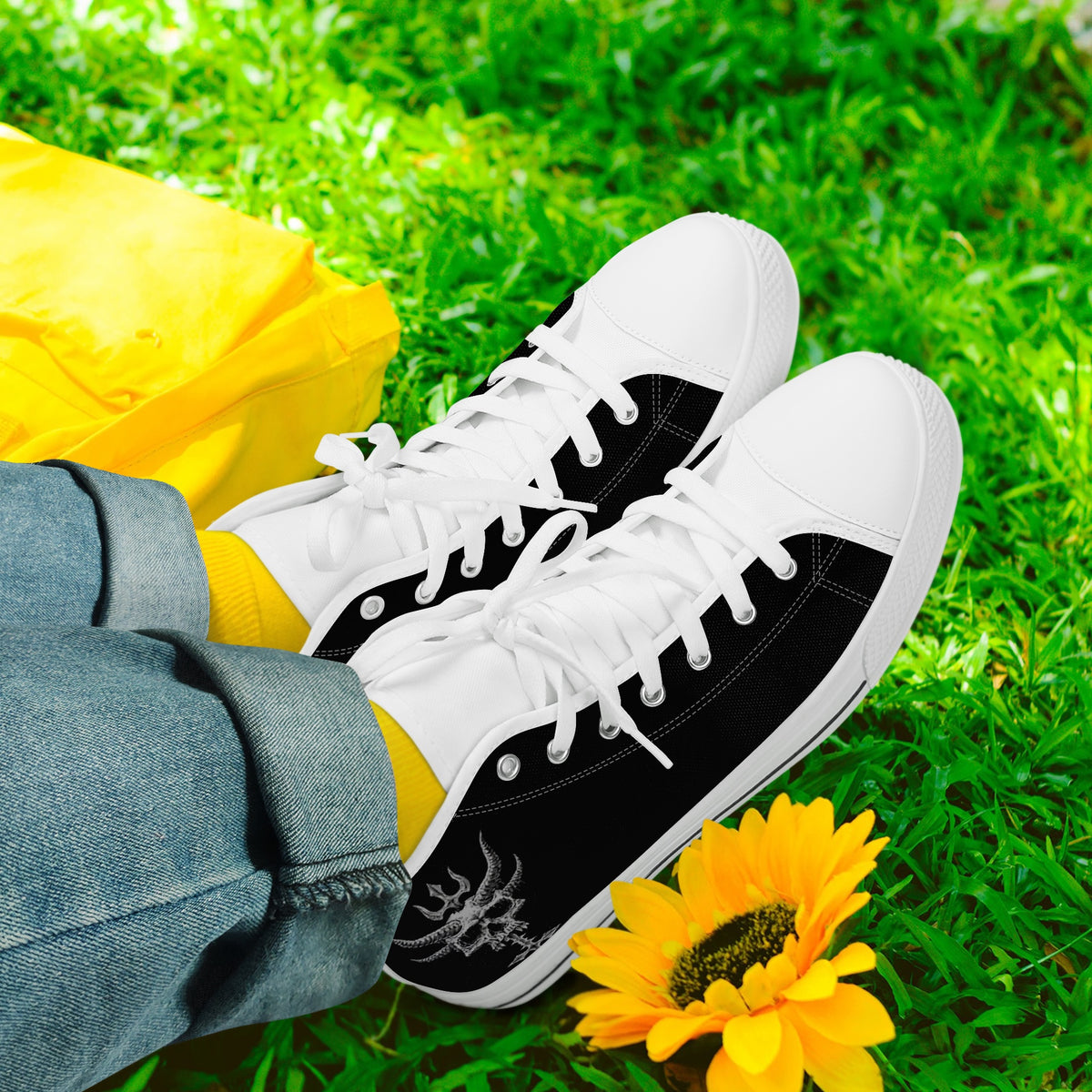 Crake High Top Hades laced custom prints canvas shoes