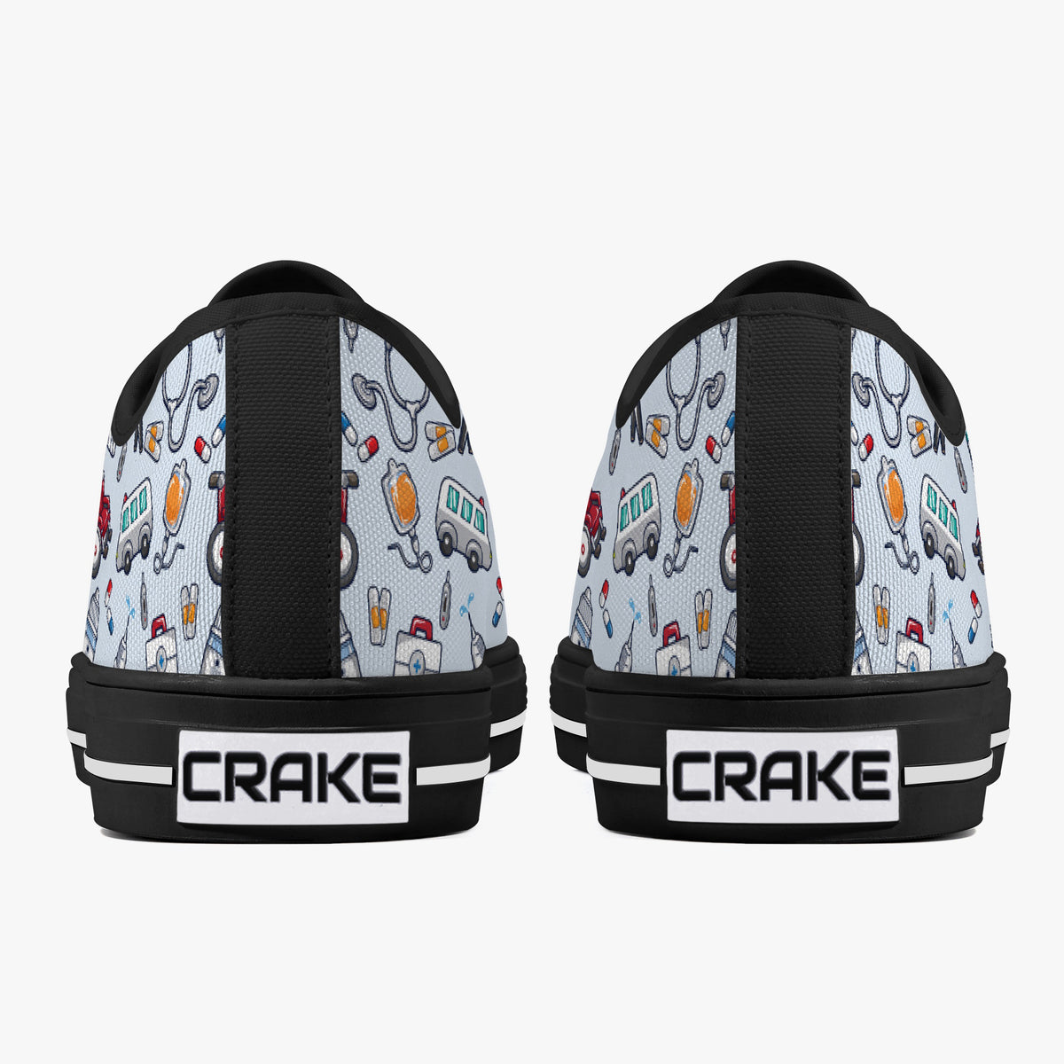 Crake Low Top Ambulances laced custom prints canvas shoes