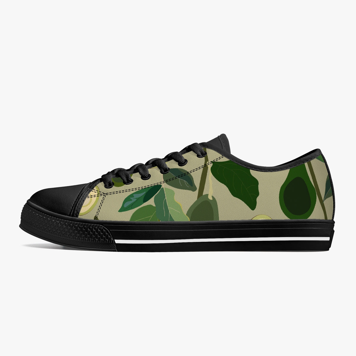 Crake Low Top Avocado laced custom prints canvas shoes