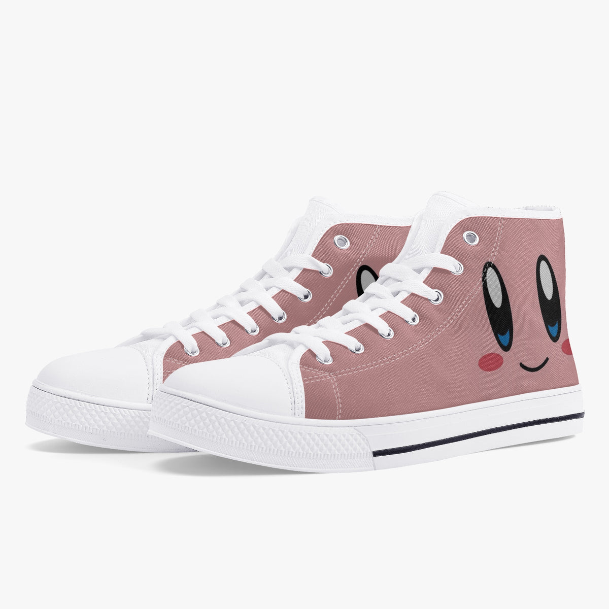 Crake High Top Pink Smilley laced custom prints canvas shoes