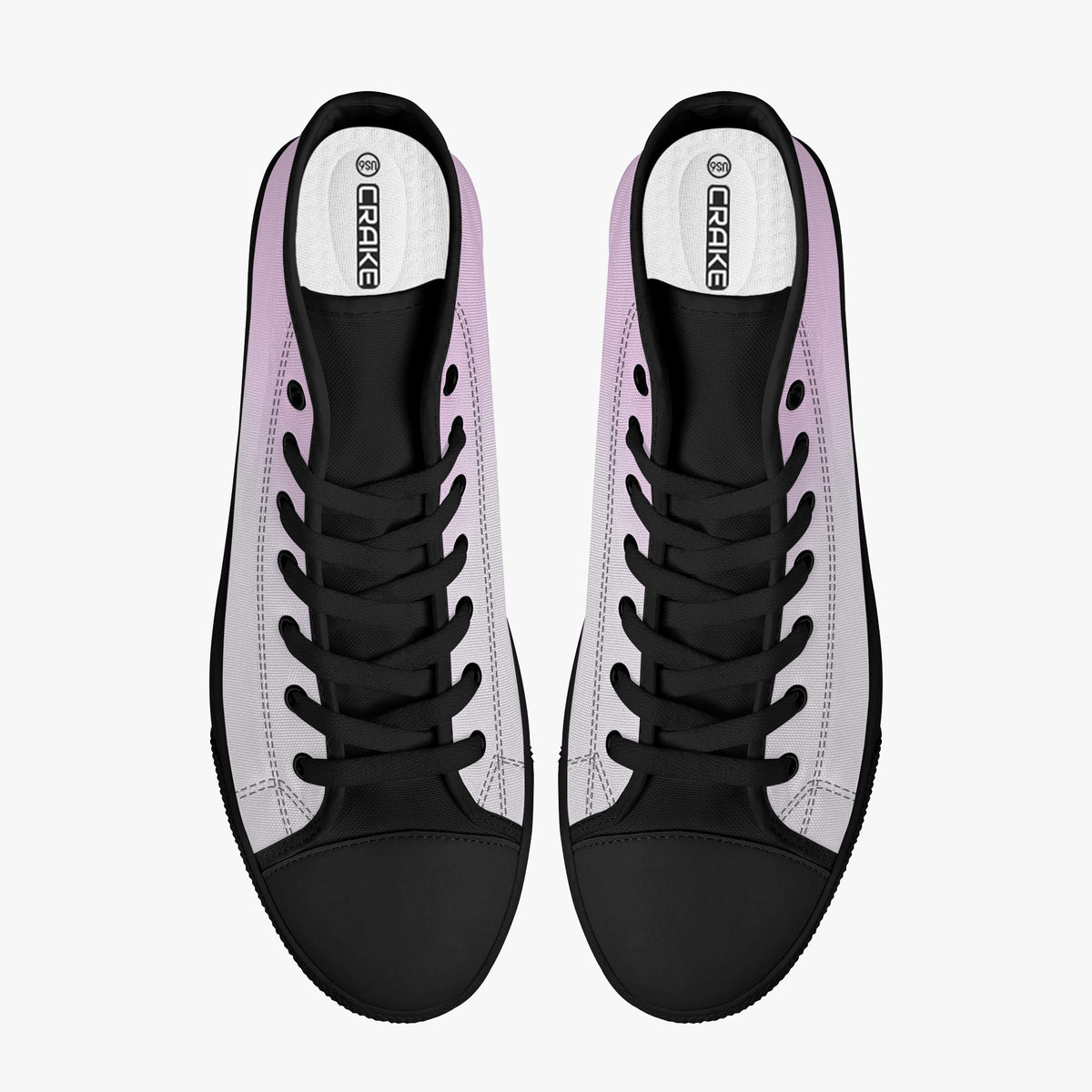 Top view of Crake High Top Light Purple Sneaker pair with black laces