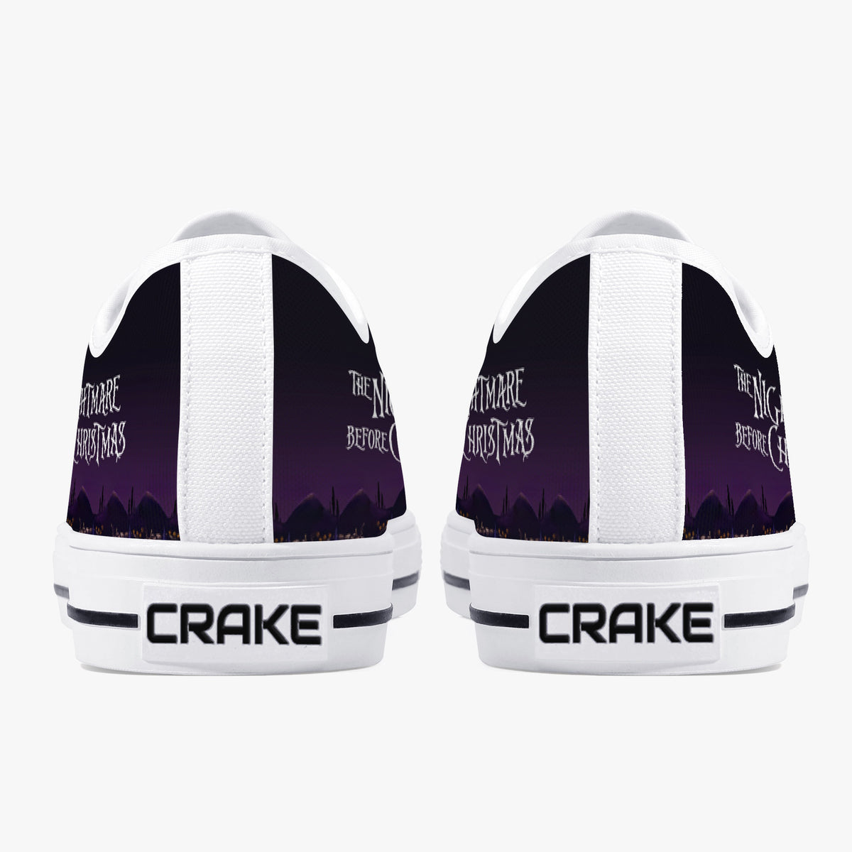 Crake Low Top Nightmare before Christmas laced custom prints canvas shoes